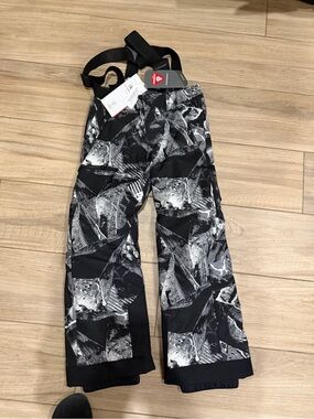 Spyder Men’s Black & Gray Patterned Snow Pants with Suspenders